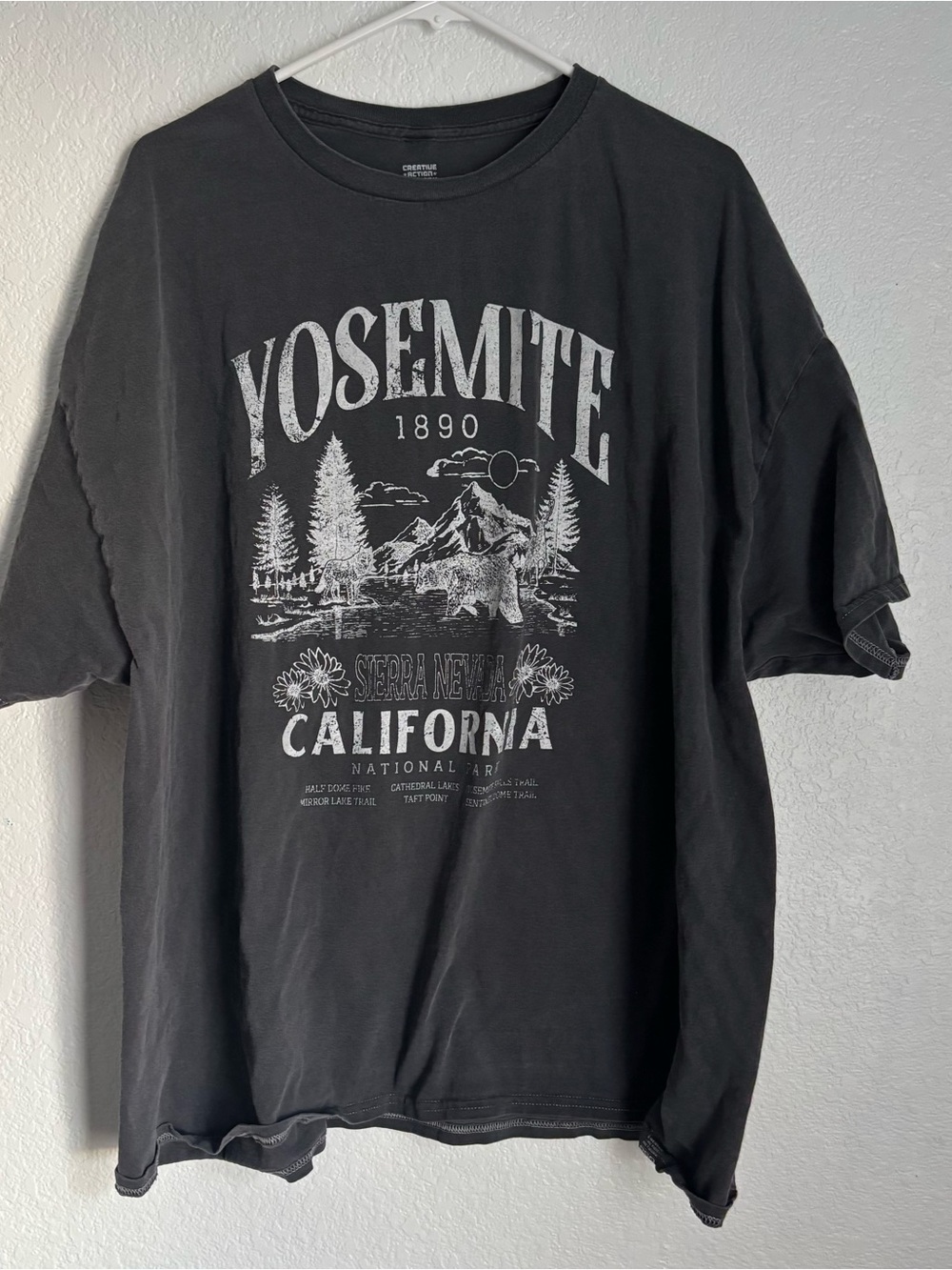 RSQ Men's Gray Yosemite California Graphic Cotton Knit Crew Neck T-Shirt 2XL